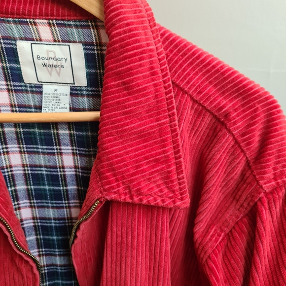 Red corduroy jacket with plaid lining - Picture 10 of 15